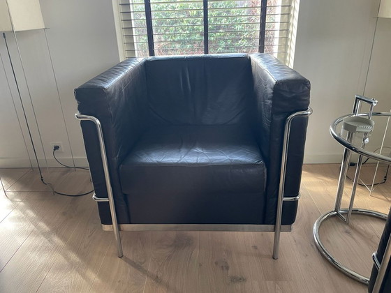 Image 1 of 2 leren kubus fauteuils met chromen frame