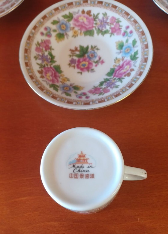 Image 1 of Tazzine da caffè espresso vintage in porcellana di Jingdezhen - Set completo di 4