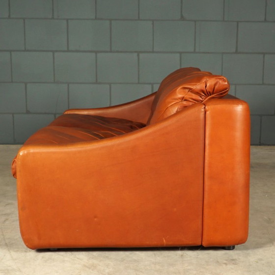 Image 1 of Deense vintage patchwork bank – cognac leder – jaren 70