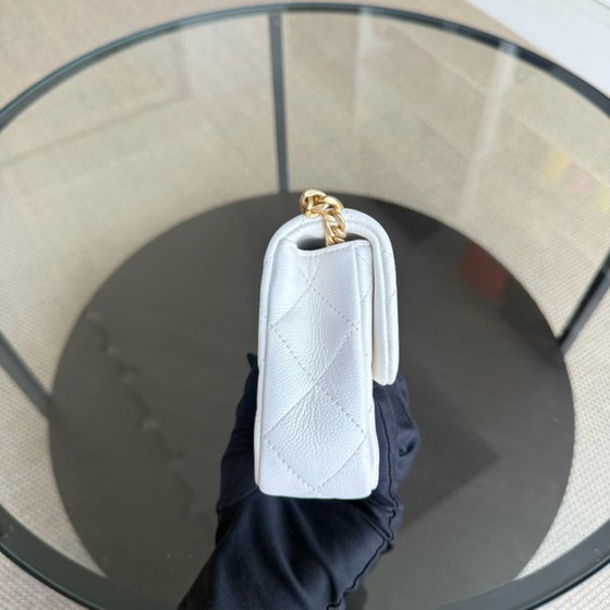 Image 1 of Chanel Flap Mini 21CM Sweetheart 23P - Caviar Quilted White Gold Hardware Microchip
