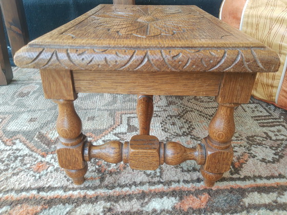 Image 1 of Antique hand-carved French oak side table/plant table