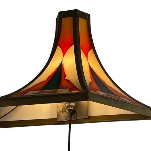 Art Déco / Scuola di Amsterdam - Applique da parete in vetro colorato - Cornice in bronzo - Diversi pezzi disponibili in magazzi