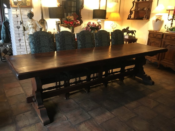 Tavolo da monastero + 9 sedie e 2 poltrone Luigi XIII in rovere., Tavoli da pranzo (foto 2 di 20)