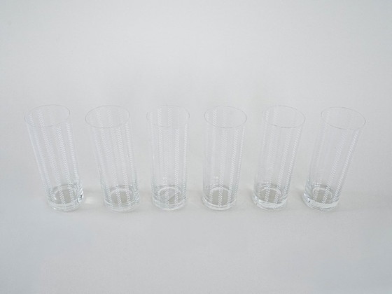 Image 1 of Set van zes glazen, Op Art, jaren 60, gemaakt in Italië.