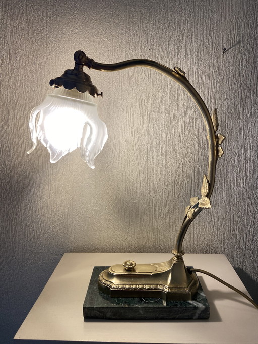Art Nouveau style articulated bronze desk lamp