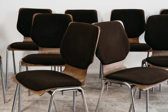 Image 1 of Ensemble de salle à manger style Carlo Ratti avec 12 chaises, design moderne des années 1970