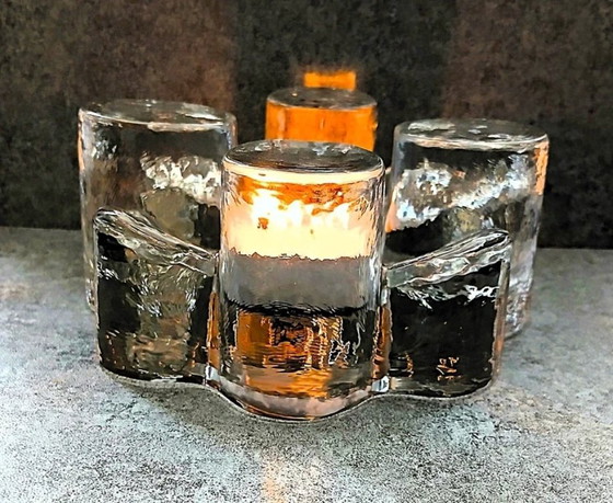 Vintage Gallo Candle holder / pedestal / rechaud Fire and Ice – Glass (photo 2 of 7)