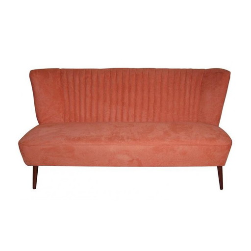 2-sitziges Vintage-Sofa, neu gepolstert mit Samt, 1950