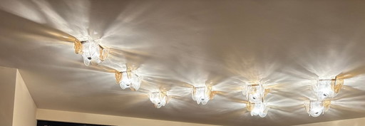 8x Carlo Nason for Mazzega "LP 263" Murano Ceiling Lights / Plafonniers (Ensemble 7+1, Années 1970)