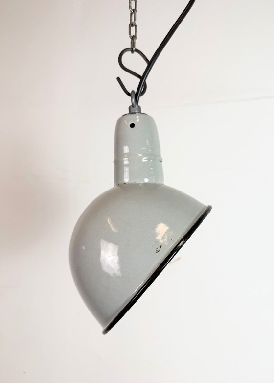 Image 1 of Industrial Grey Enamel Factory Pendant Lamp, 1960s