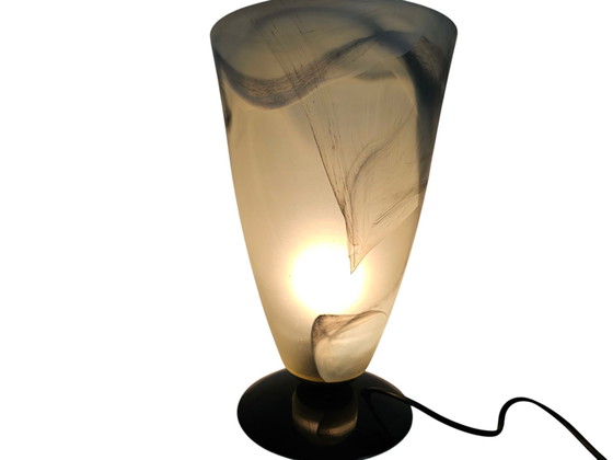 Image 1 of Licht ´88 - Dutch Design - Tafellamp - Kelklamp - Gemarmerd Glas - 80's