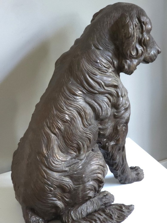 Lebensgroßer antiker bronzener Jagdhund (57 cm) – Exklusives Statement-Stück – Bildhauerei (photo 5 of 6)
