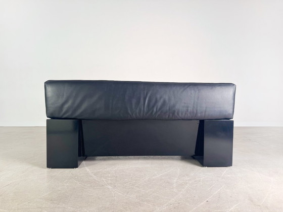 Image 1 of Original Knoll Brigadier two-seater leather black Cini Boeri 1980