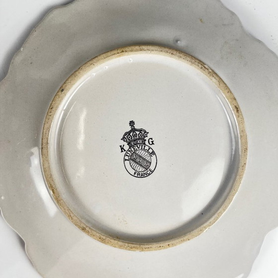 Juego de 2 Cuencos en Forma de Hoja, Modelo Réverbère de KG Lunéville, Motivo Tulipán y Rosa – Loza, Ceramic (photo 5 of 5)