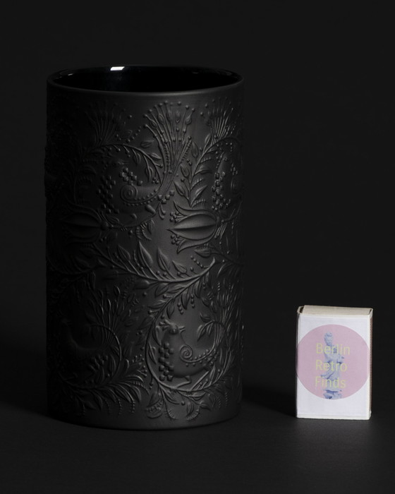 Image 1 of Rosenthal Vase Duo Bjørn Wiinblad Bisque Porcelaine Noire Matte Relief MCM WGP