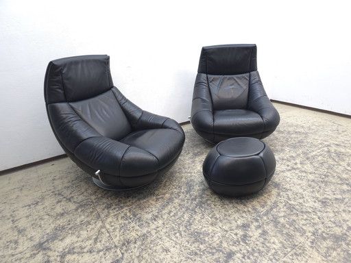 De Sede ds 166 Set van 2 fauteuils met kruk design fauteuil Desede top