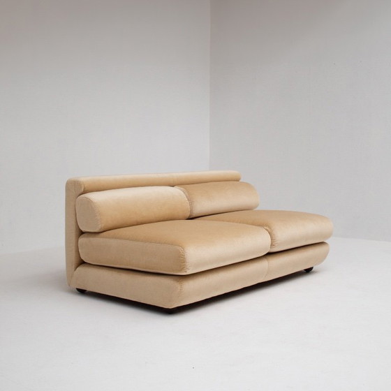 Image 1 of 2-Seater Sofa in Beige Velvet