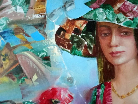 Original Oil Painting Abstract Figurative Girl Flowers Magic – Paintings & Drawings, Canvas (photo 10 of 13)