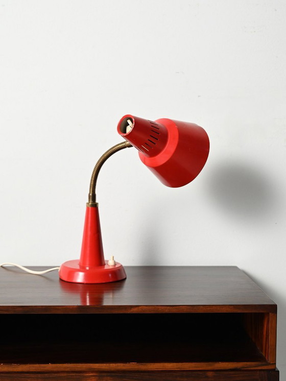 Image 1 of Gemi red Scandinavian table lamp, 1960s