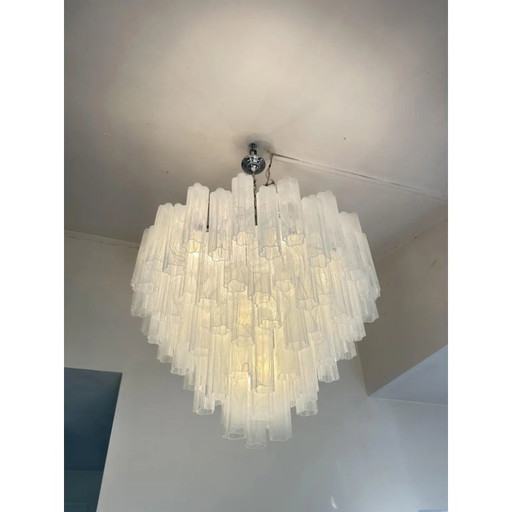Lámpara de araña moderna grande veneciana de cristal de Murano Alabastro blanco Tronchi de Simoeng