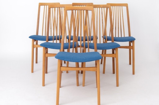 Set of 6 German Dining Chairs, 1960s | Solid Beech Mid-Century Chairs | Newly Upholstered – eetkamerstoelen, Textile