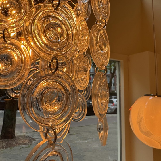 Gaetano Sciolari “Saturn” Glazen Kroonluchter – Gaeton Sciolari, Hanglampen, Glass, Chrome (photo 4 of 7)