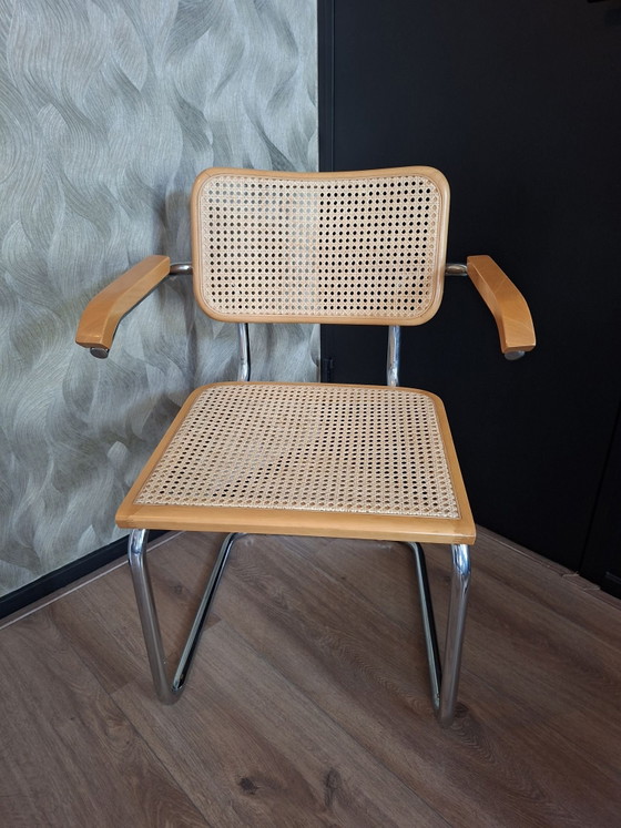 2 Sedie Cesca (B32 & B64) - Marcel Breuer, Made in Italy, Sedie da pranzo, Legno, Cromo, Beige (foto 7 di 11)