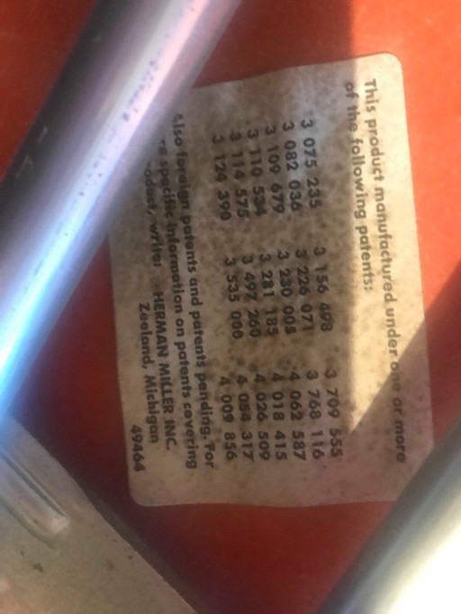 2 lots de 10 chaises Eames DSS Herman Miller – fibre de verre vintage – blanc & orange – 1960s – authentiques