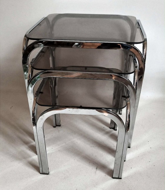 Image 1 of 3 in elkaar passende tafels, jaren 70