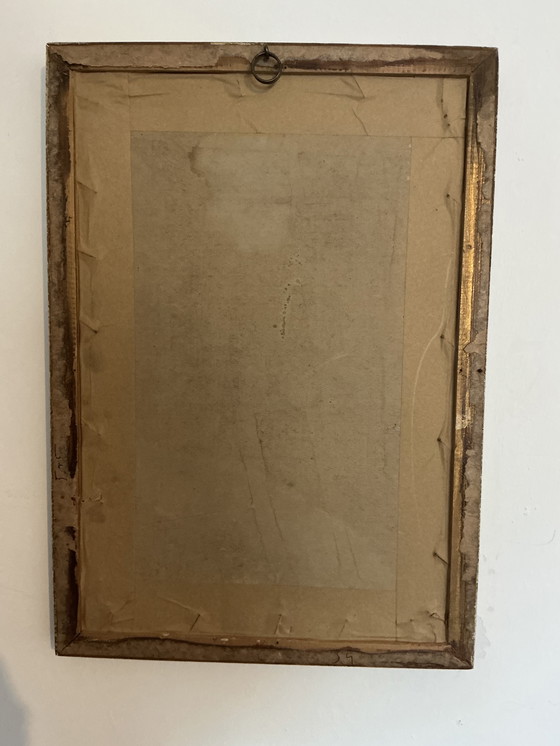 Image 1 of Dipinto astratto in stile cubista – Firmato – Olio su tela con cornice dorata