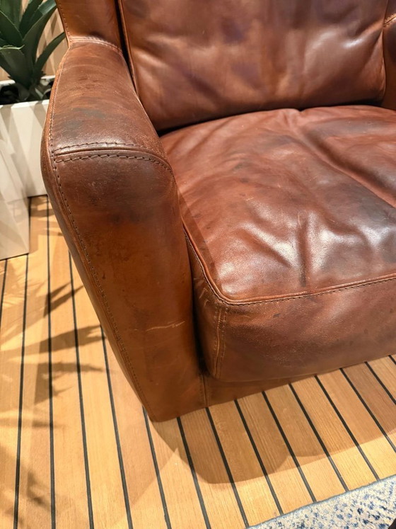 Image 1 of Poltrona in pelle Baxter – Design italiano – Splendida patina