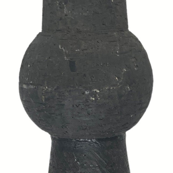 Image 1 of Brutalist Wabi Sabi Dutch Bouclé Shade Aand Ceramic Floor Lamp, 1960S