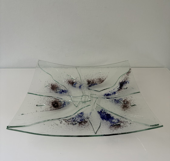 Image 1 of Dekorative Glasschale mit blauen und braunen