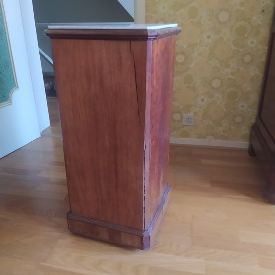 Antique washstand chest of drawers and matching nightstand walnut veneer – Glass, Marble (photo 5 of 8)