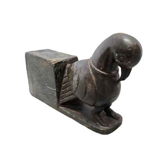 Image 1 of Oude speksteen boekensteun duif