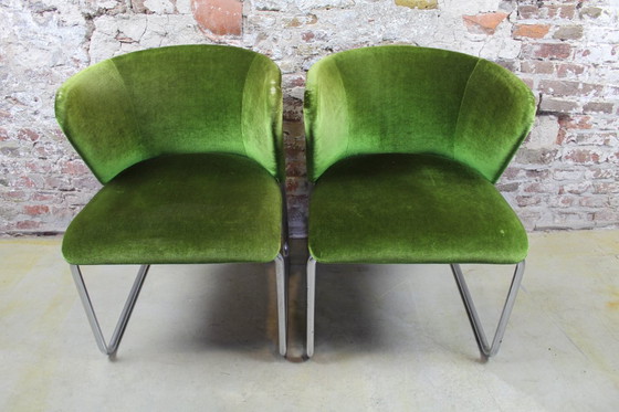 Image 1 of Fauteuils lounge style années 50. Lot de deux. Velours vert.