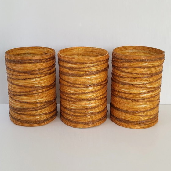 Image 1 of SET OF 3 VINTAGE WALL LIGHTS 1960s ACCOLAY ROPE & RESIN 60S 1960s