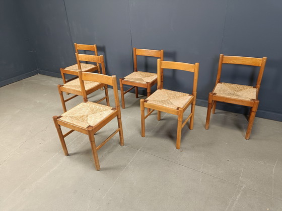 Image 1 of Italienische Esszimmerstühle aus Korbgeflecht, 1970er Jahre