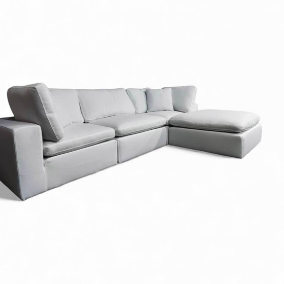 Image 1 of 3-zits hoekbank met voetenbank