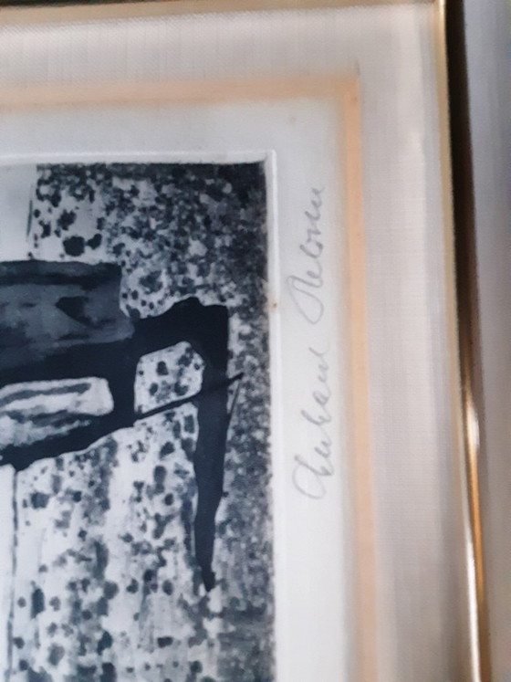2 Passepartout Gerahmte Radierungen – Lithographien & Drucke, Glass, Metal (photo 4 of 10)