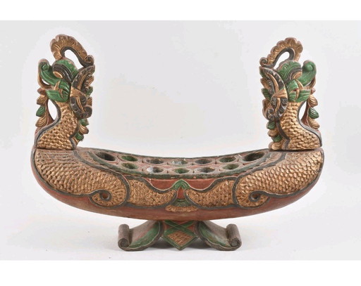 Asiatika Mancala Plateau de jeu en bois sculpté et peint