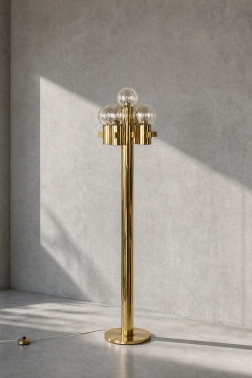 Vintage Mid-Century Scandinavian Modern Sculptural Gold Floor Lamp by Hans-Agne Jakobsson for Hans-Agne Jakobsson Ab, 1970s