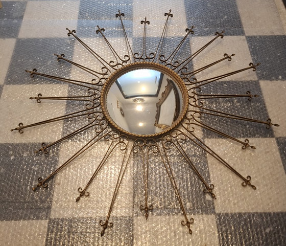 Image 1 of Seltener Chaty Vallauris Sonnenspiegel 77cm signiert konvexes Glas 1955