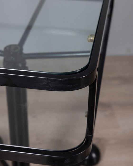 Table chariot vintage en métal noir et verre d'Allegri, années 1970 – Dessertes, Metal (photo 10 of 13)