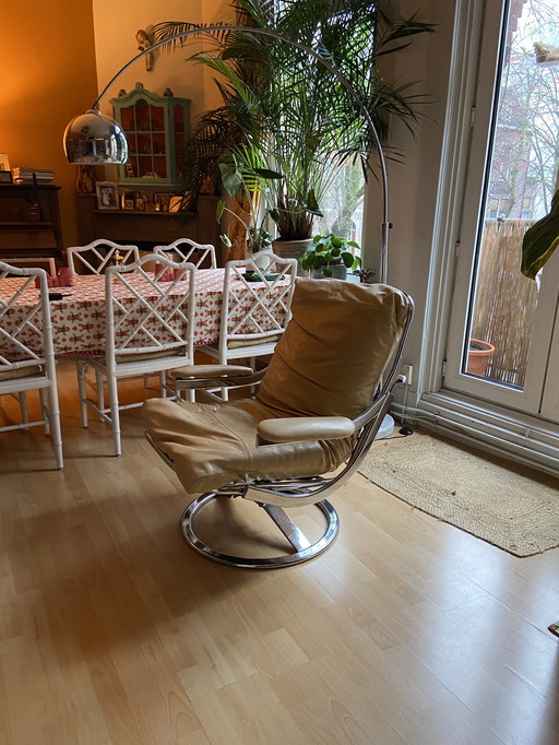 Fauteuil vintage pivotant/lig chromé