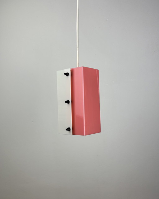 Lampada a sospensione Space Age, Acrilico, Anni '60, Metà secolo, Lampada vintage, Rosa-bianco, Germania, Anni '50, Pop Art, Min