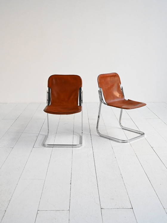 Image 1 of Ensemble de 2 chaises attribuées à Willy Rizzo pour Cidue, années 1970