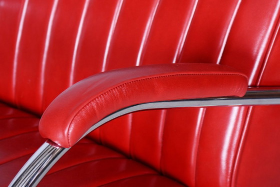 Coppia di poltrone Bauhaus restaurate, di Hynek Gottwald, in pelle, ceche, anni '30. – Leather, Metal (photo 4 of 17)