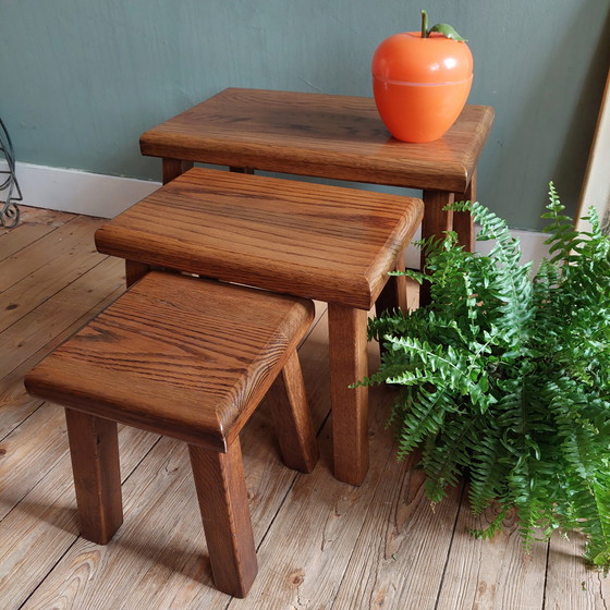 Image 1 of Brutalist vintage side tables nesting tables