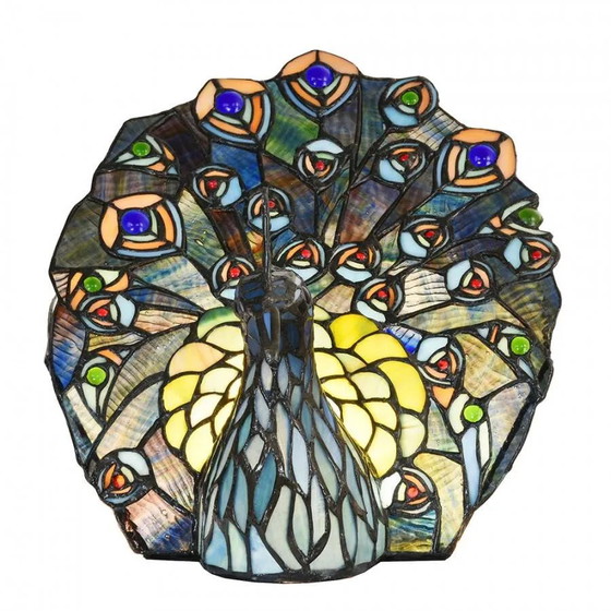 Tiffany Peacock table lamp, Crystal, Glass, Blue (photo 4 of 5)